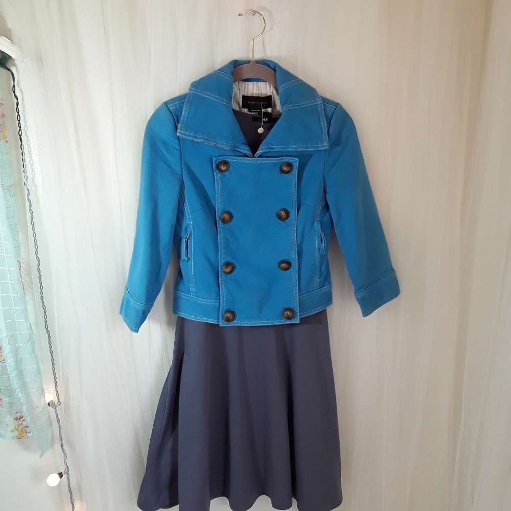 Blue Double Breasted Spring Jacket or Coat BCBG